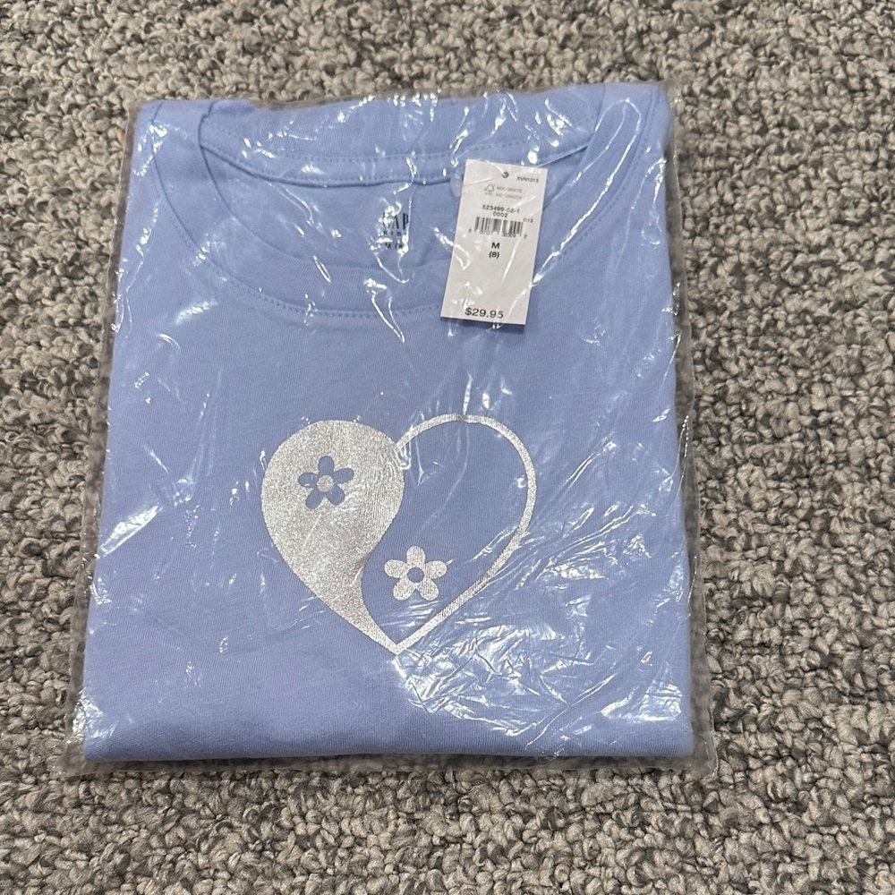 Gap Kids Blue Heart and Flower Shirt